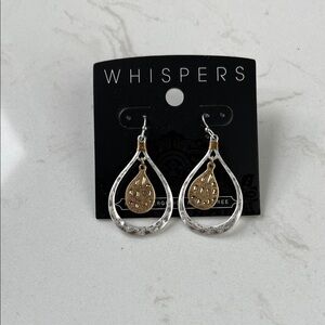 Whispers Silver and Gold Teardrop Earrings